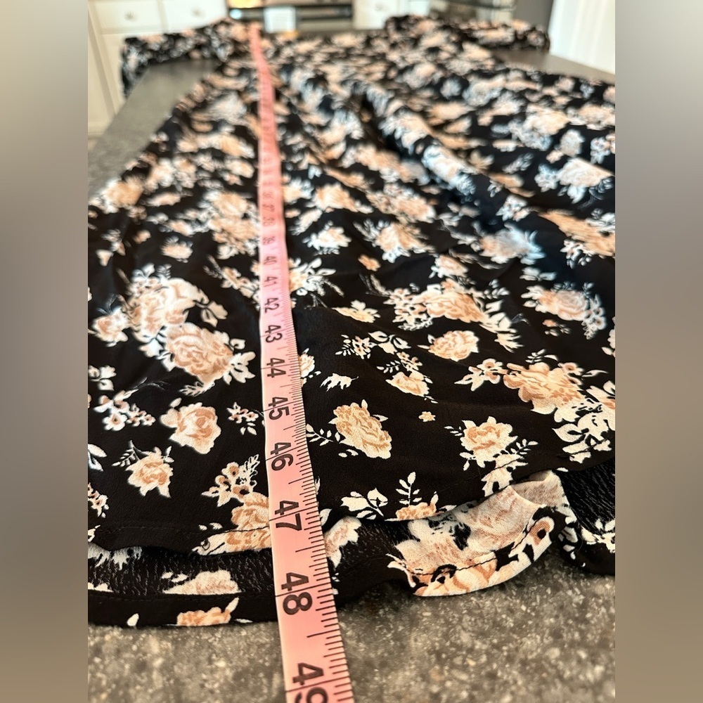 River Island Black Floral Puff Sleeve Maxi Dress,Square Neck Cottagecore Size 10 - Picture 12 of 16